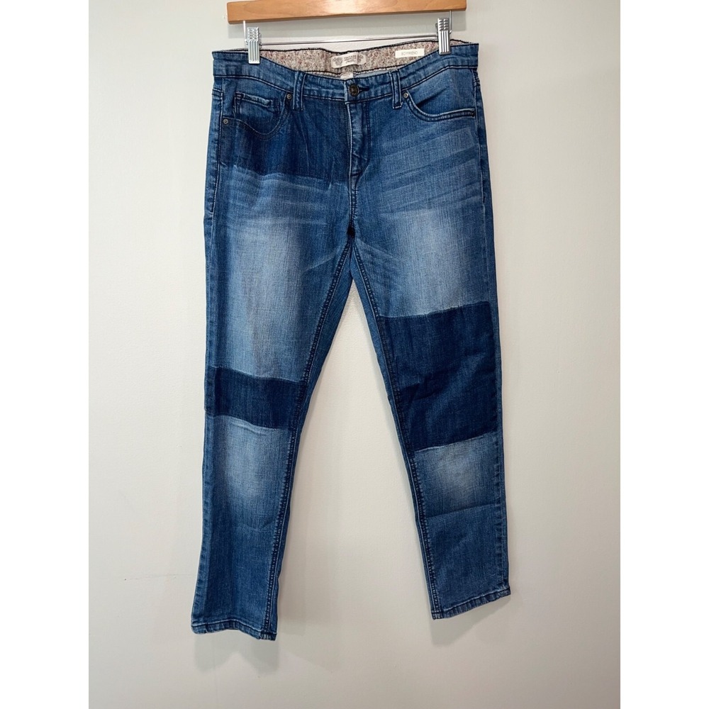 Vintage America Blues Boyfriend Jeans Size 8/29 Distressed Patchwork Denim